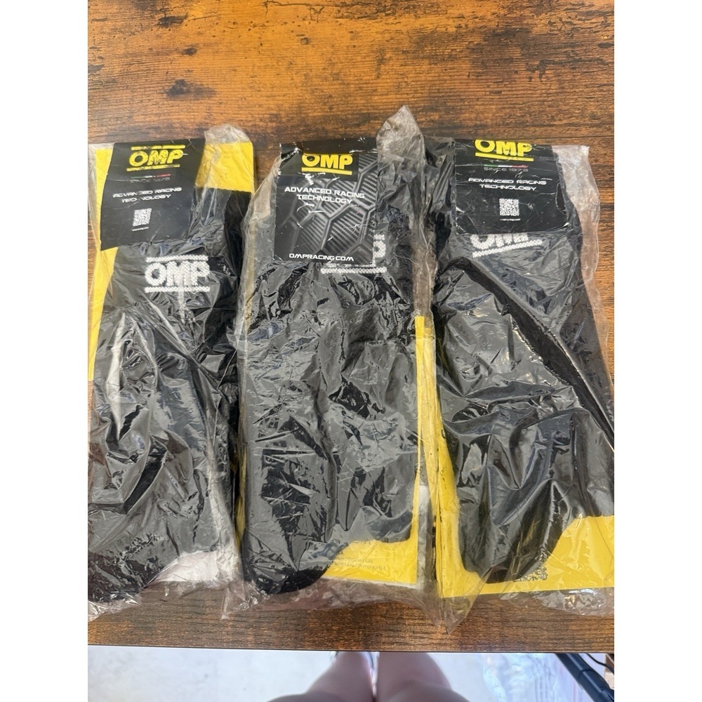 New OMP Racing Tecnica Socks 3 Pairs IEO-0766-A01, Black Size Large